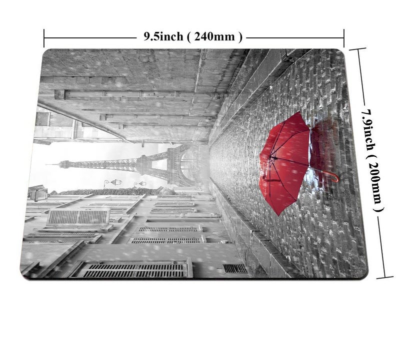 Smooffly Paris France Eiffel Tower Mouse Pad, Red Umbrella 9.5x7.9 inches Non-Slip Rubber Gaming Mouse Pad - Image 2
